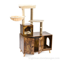 New Design Wholesale Cat Product Modern Cat Scratch Tree Cat Furniture Condo Tower Litter Box